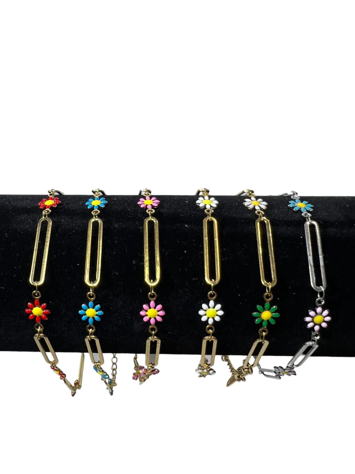 pulsera flores con barras
