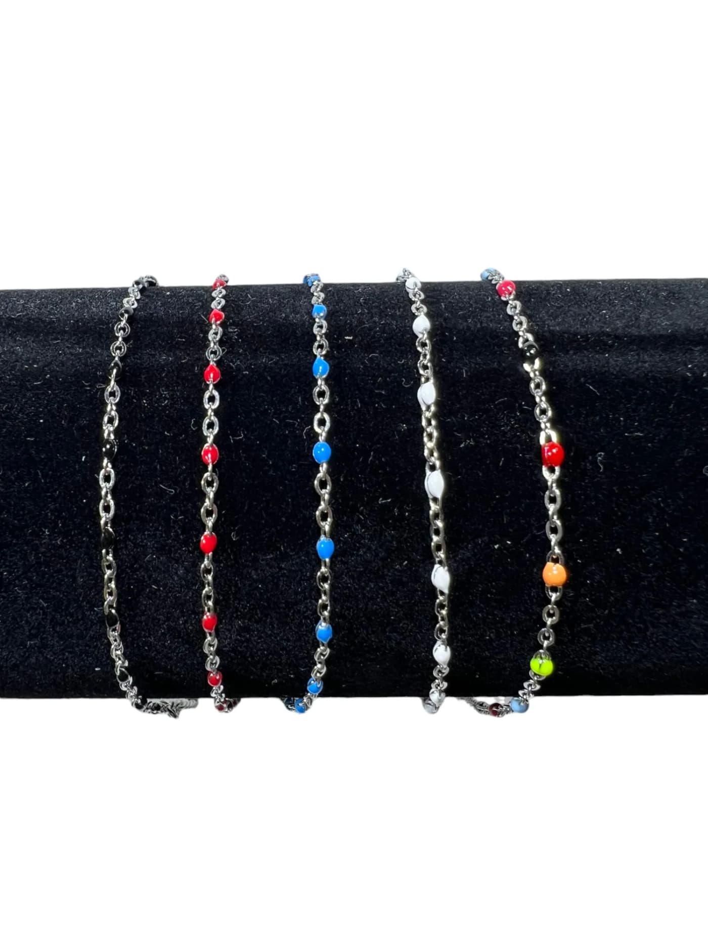 pulsera pelotitas colores Plata