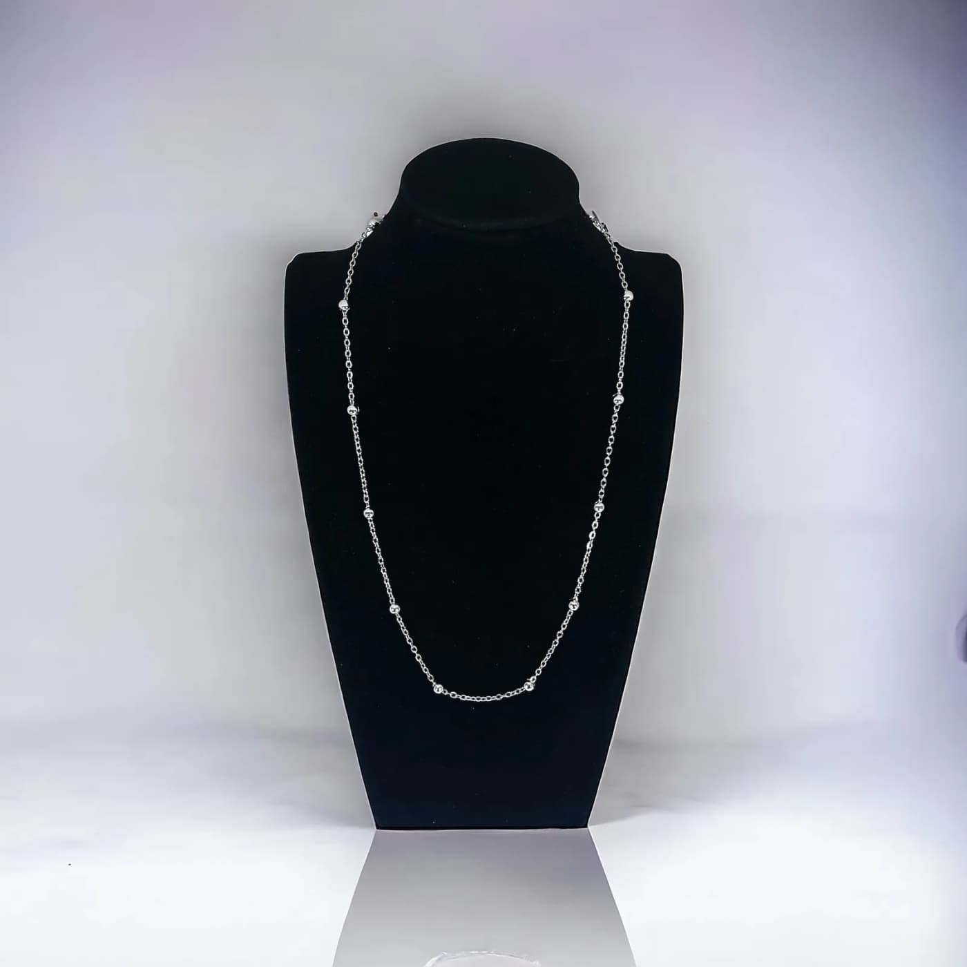 cadena plata (0.4 - 45cm) con perlas