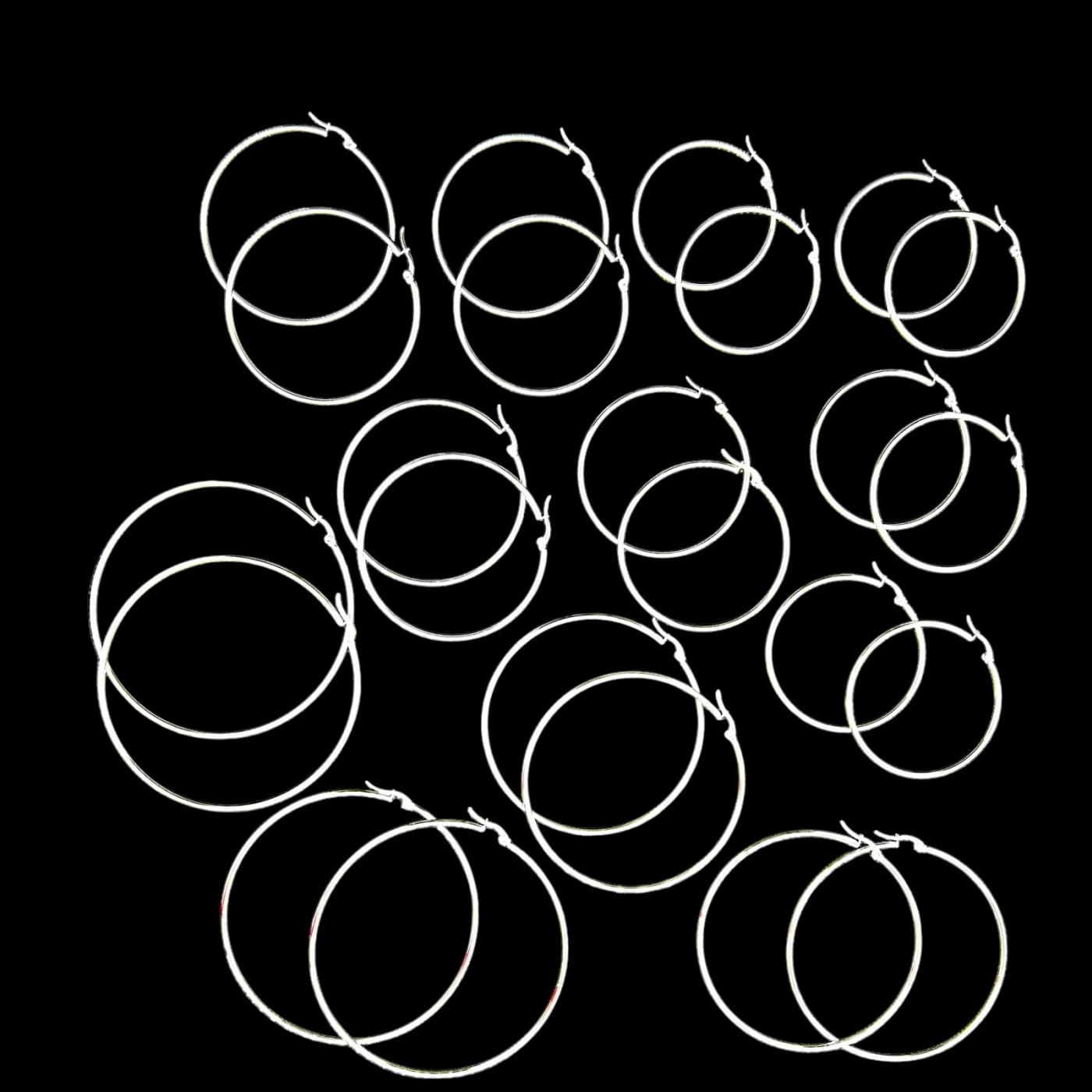 pack 12 pares de aros blanco (2x45mm, 2x50mm, 2x55mm, 2x60mm, 2x70mm, 2x80mm)