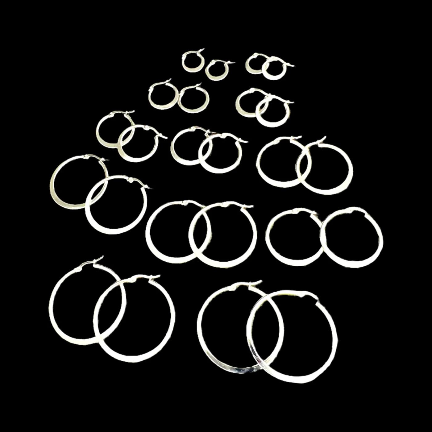 pack 12 pares de aros blanco (2x15mm, 2x20mm, 2x25mm, 2x30mm, 2x35mm, 2x40mm)