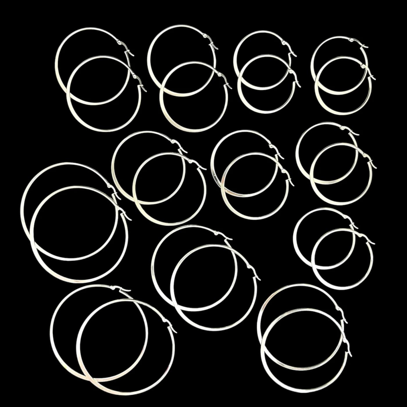 pack 12 pares de aros blanco (2x45mm, 2x50mm, 2x55mm, 2x60mm, 2x70mm, 2x80mm)
