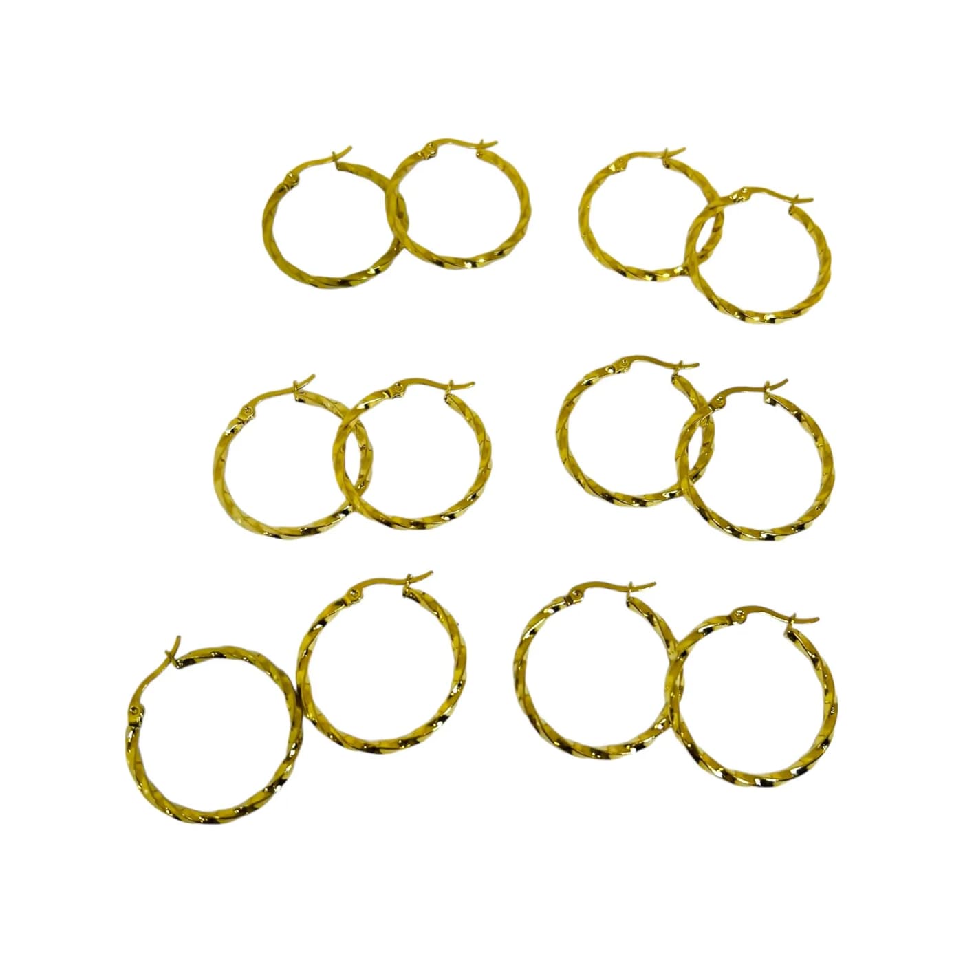 pack 6  pares de aros trenzado dorado (30mm)