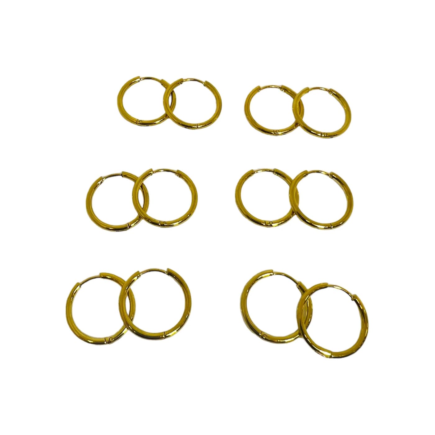 pack 6  pares de aros dorado (16mm)