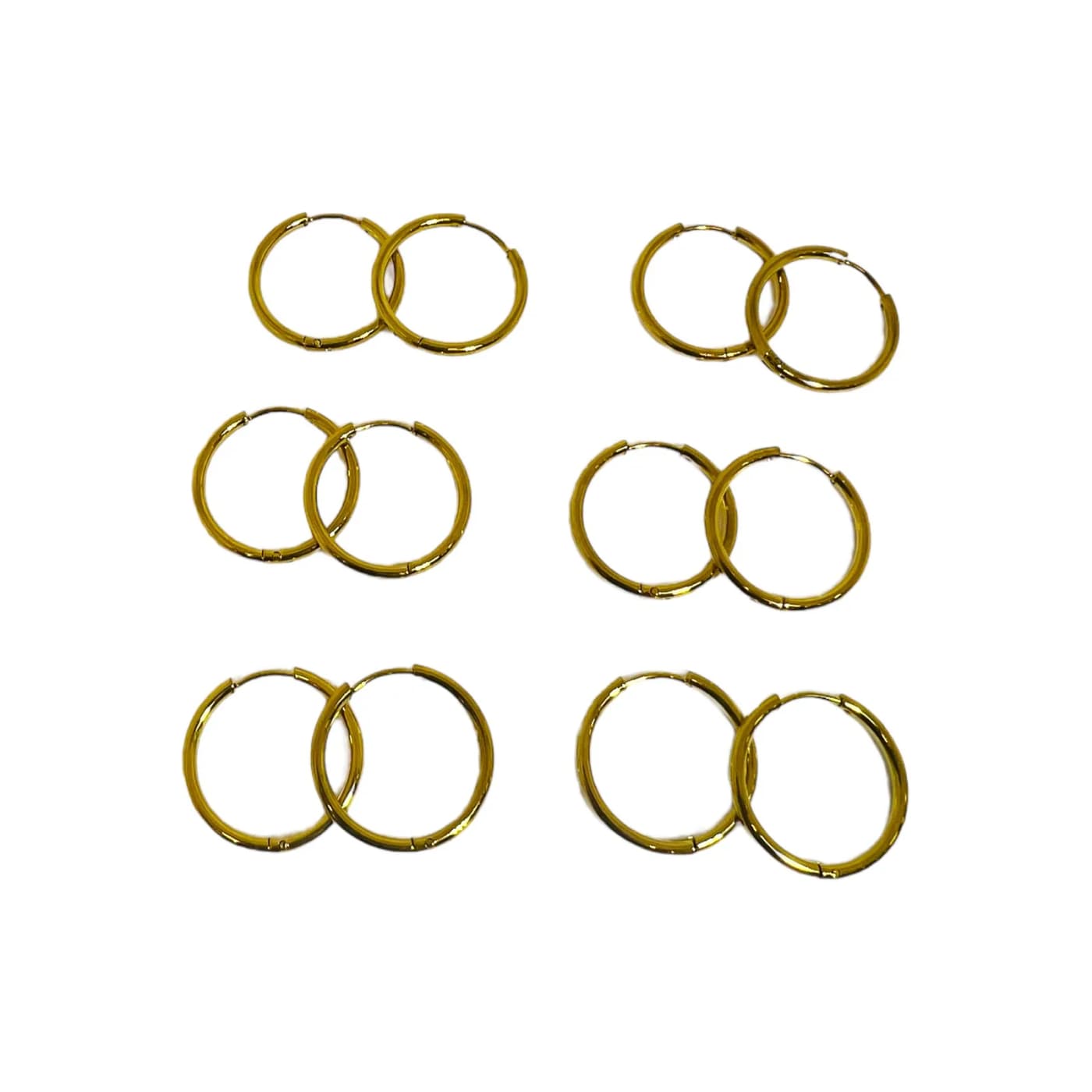 pack 6  pares de aros dorado (18mm)