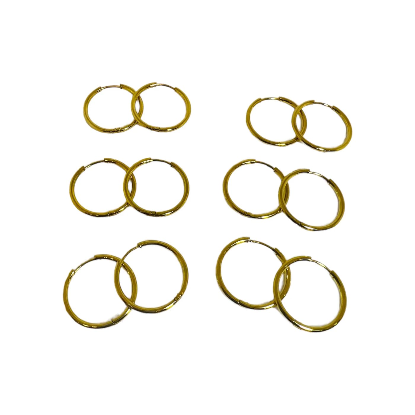 pack 6  pares de aros dorado (20mm)