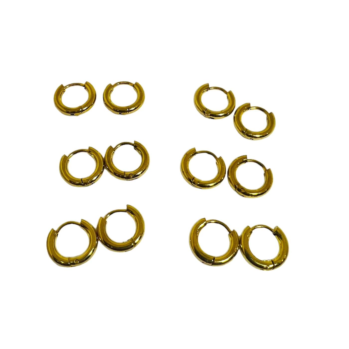 pack 6  pares de aros dorado (8mm)