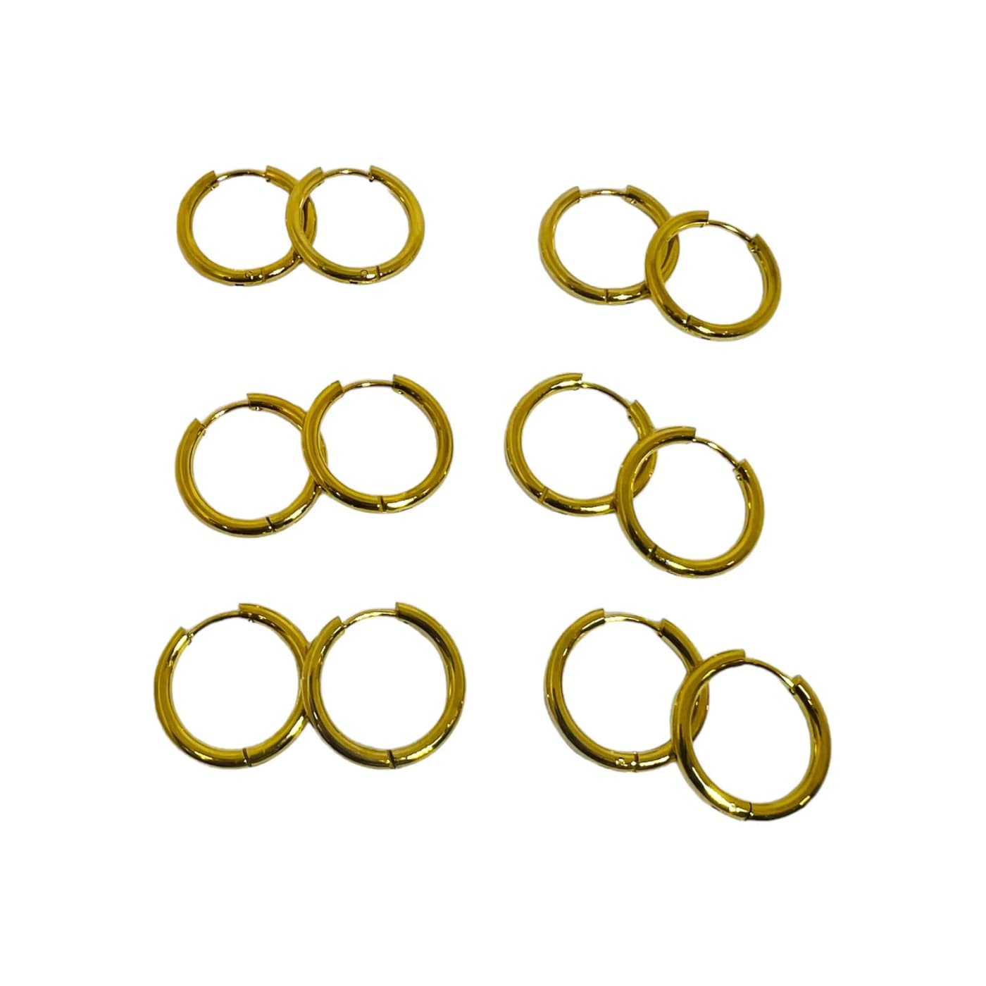 pack 6 pares de aros dorado (16mm)