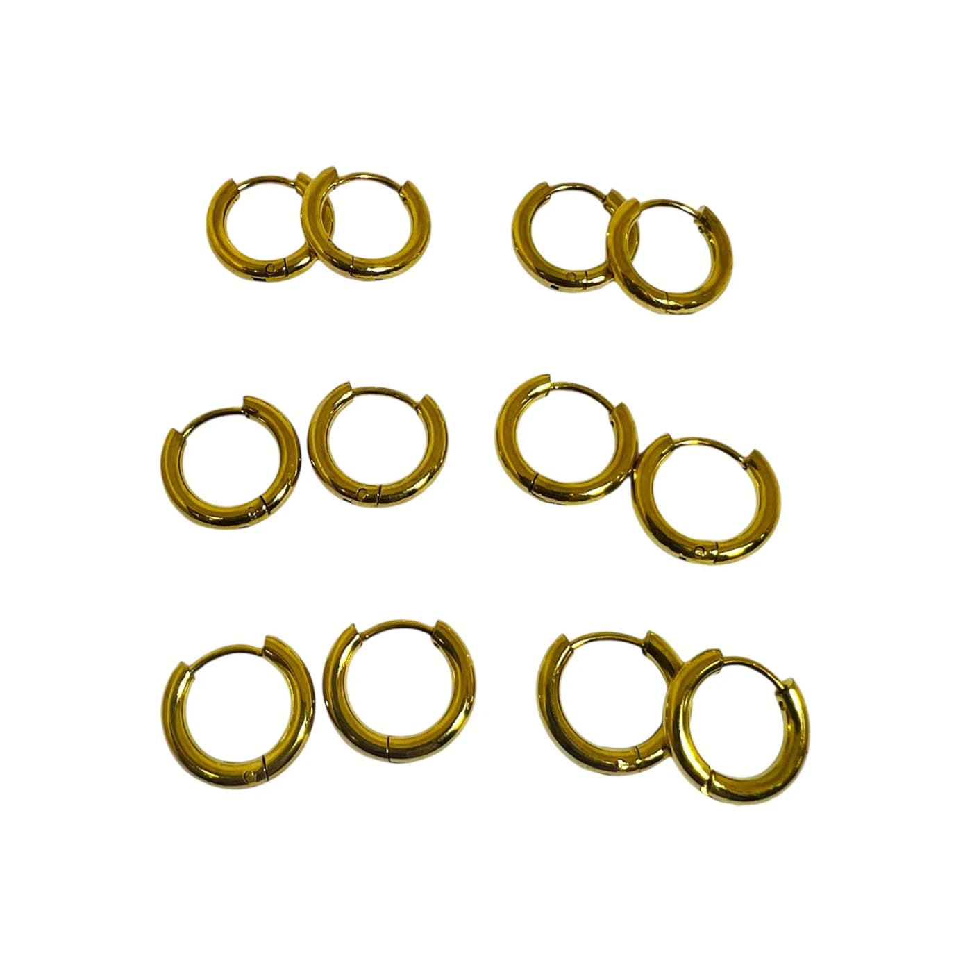 pack 6  pares de aros dorado (10mm)