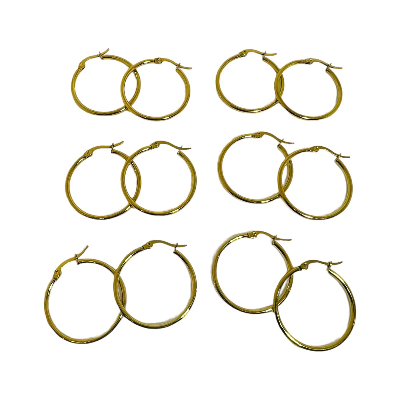pack 6 pares de aros dorado (30mm)