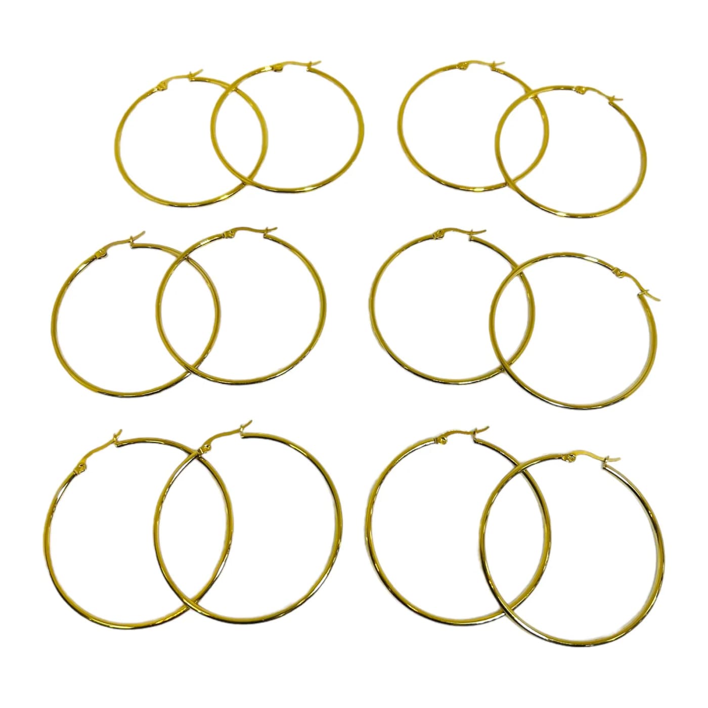 pack 6 pares de aros dorado (70mm)