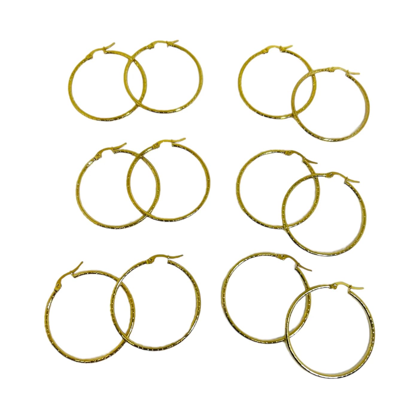 pack 6 pares de aros dorado (40mm)