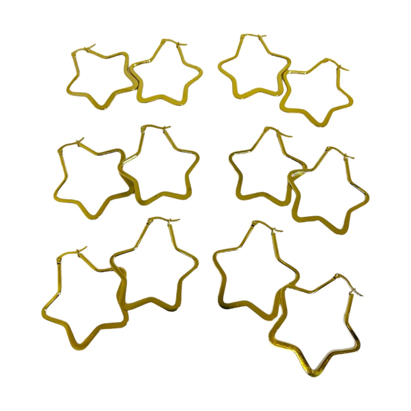 pack 6 pares de aros estrella dorado (40mm)