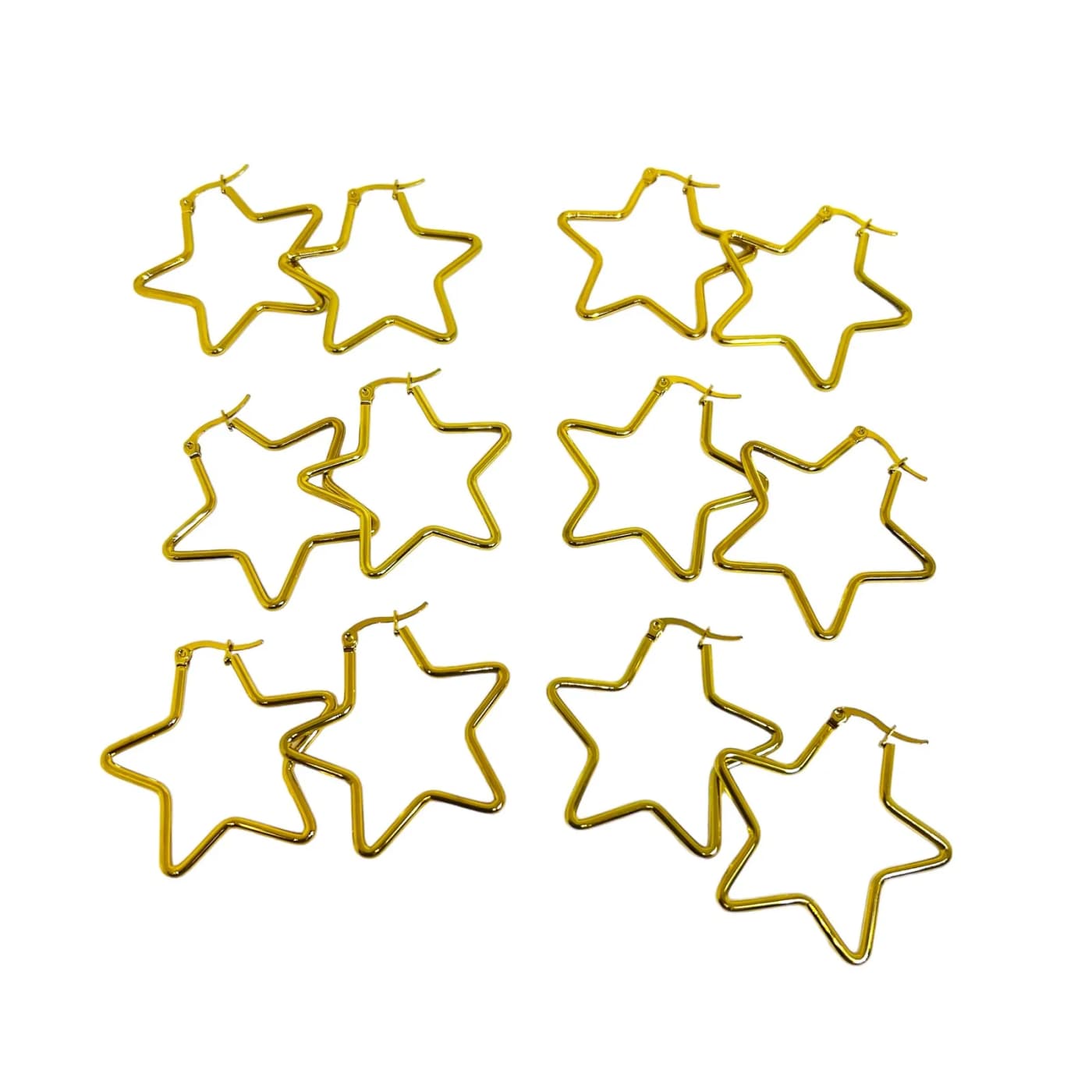 pack 6 pares de aros estrella dorado (40mm)
