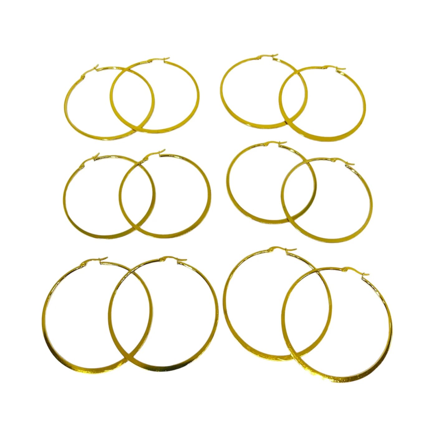pack 6 pares de aros dorado (60mm)