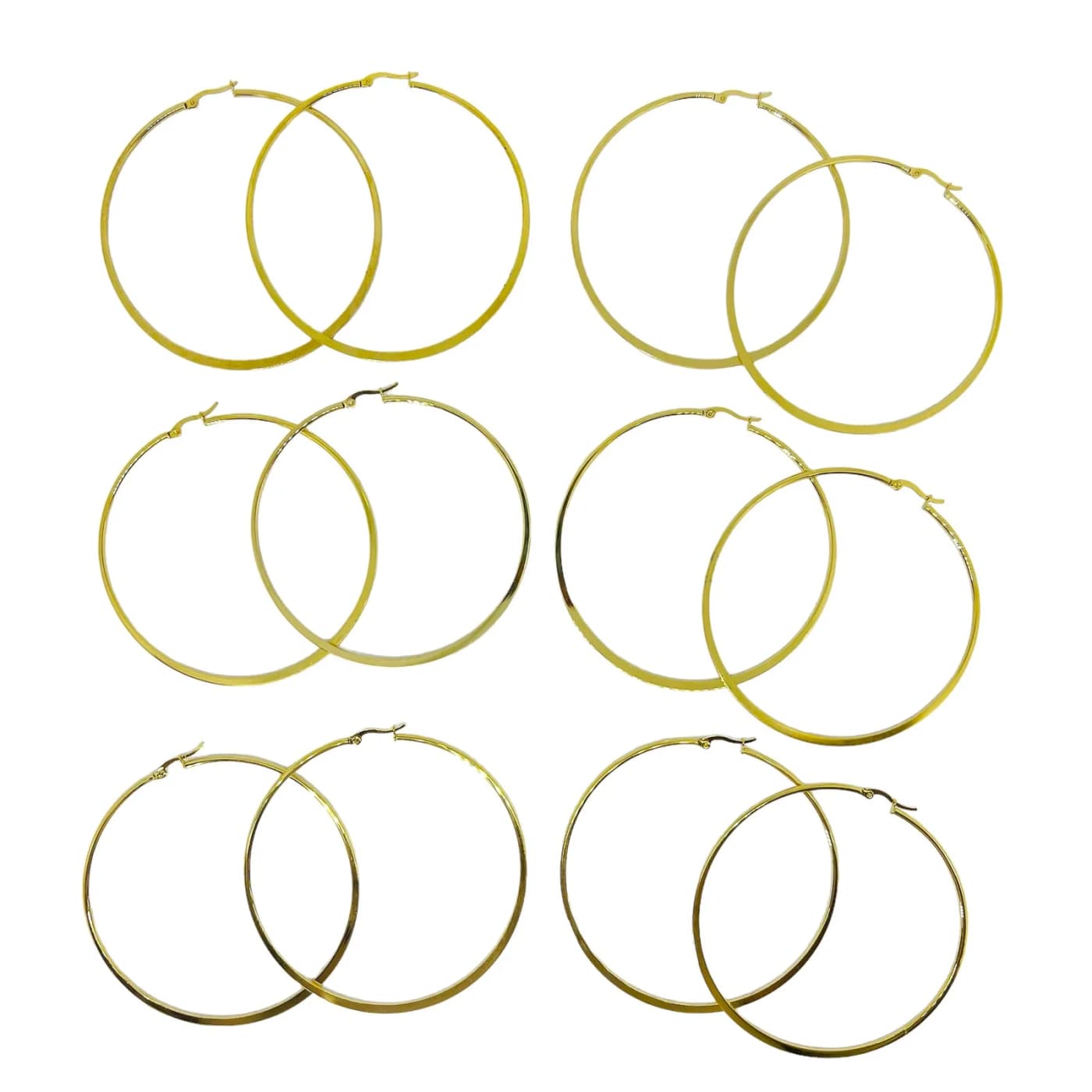 pack 6 pares de aros dorado (80mm)