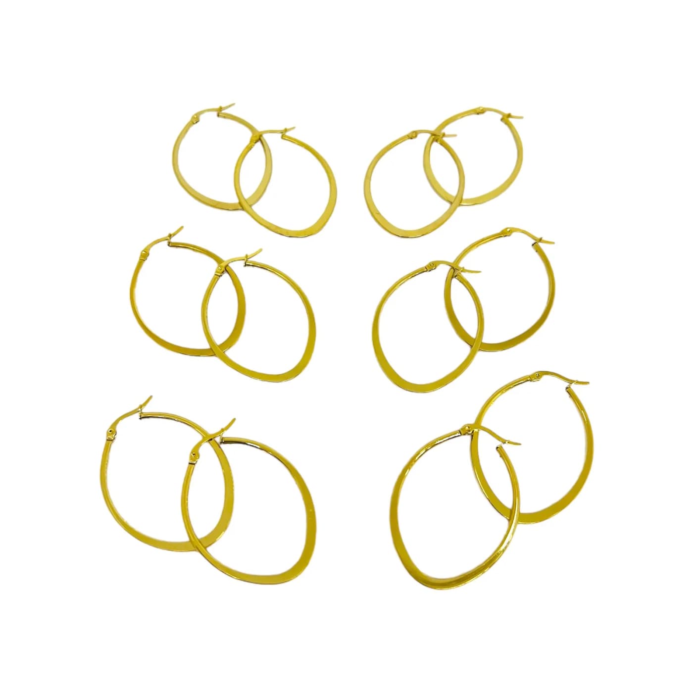 pack 6 pares de aros hoja dorado (40mm)