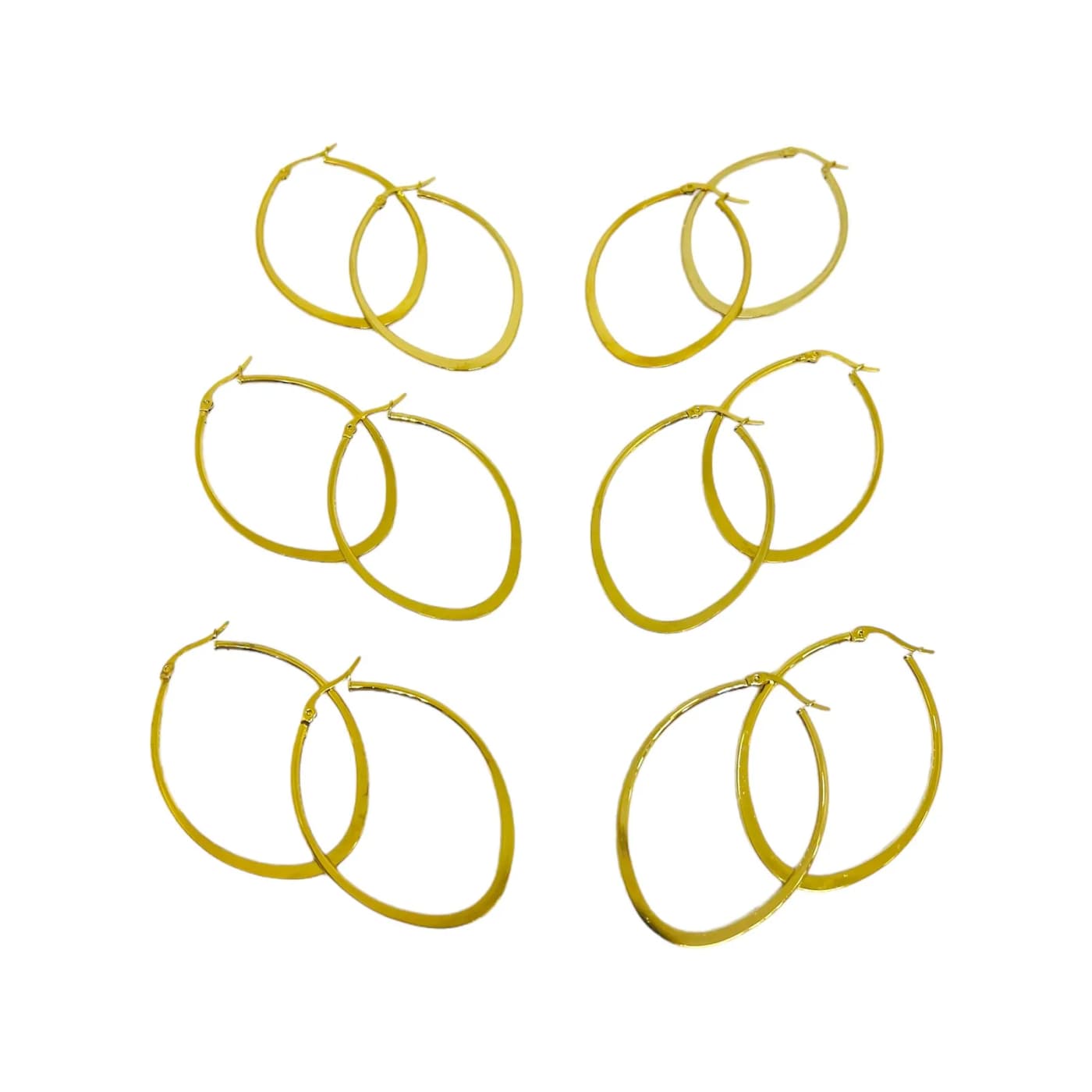 pack 6 pares de aros hoja dorado (50mm)