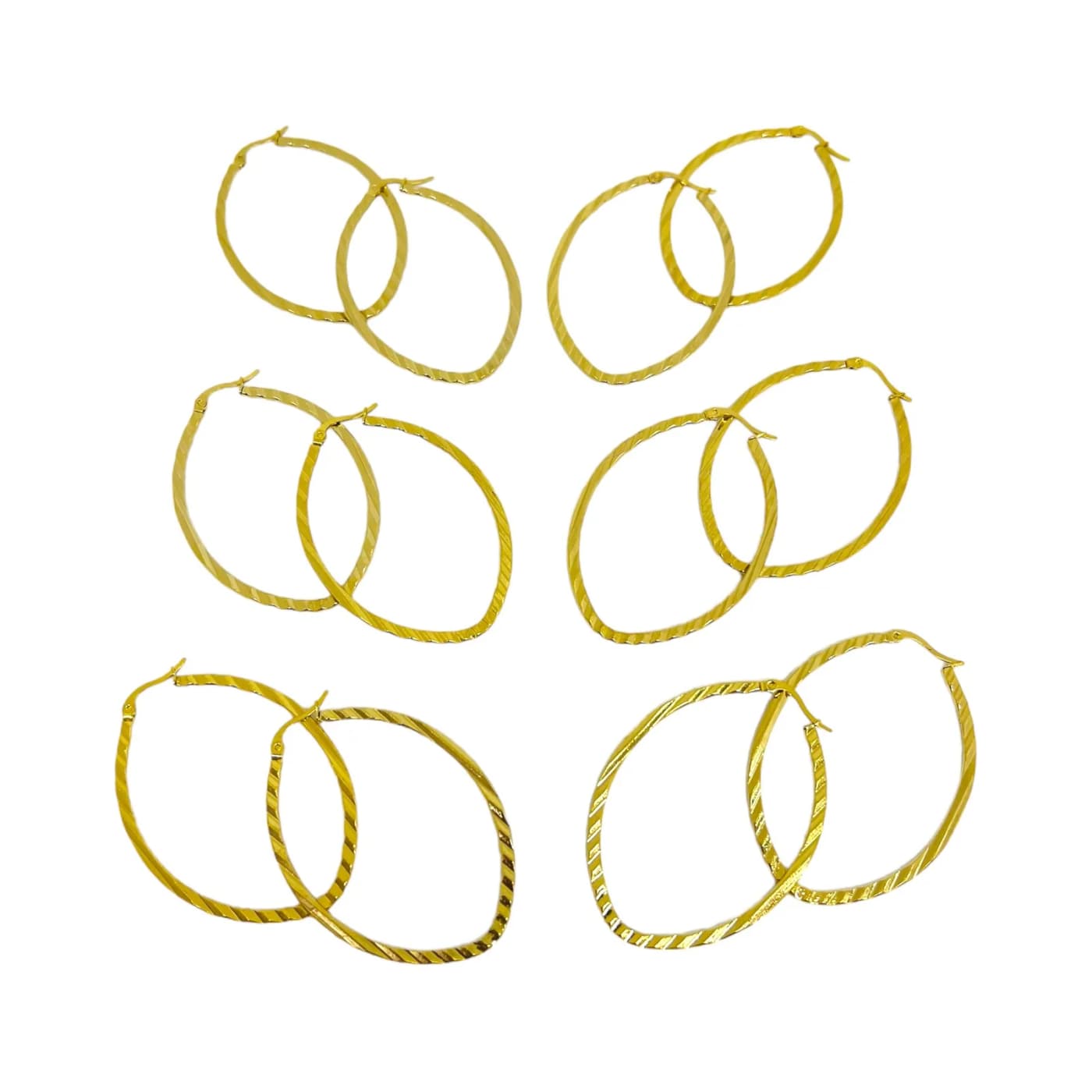 pack 6 pares de aros hoja dorado (50mm)