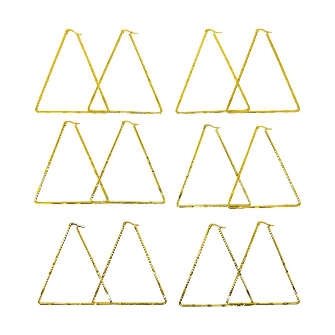 pack 6 pares de aros triangulo dorado (80mm)