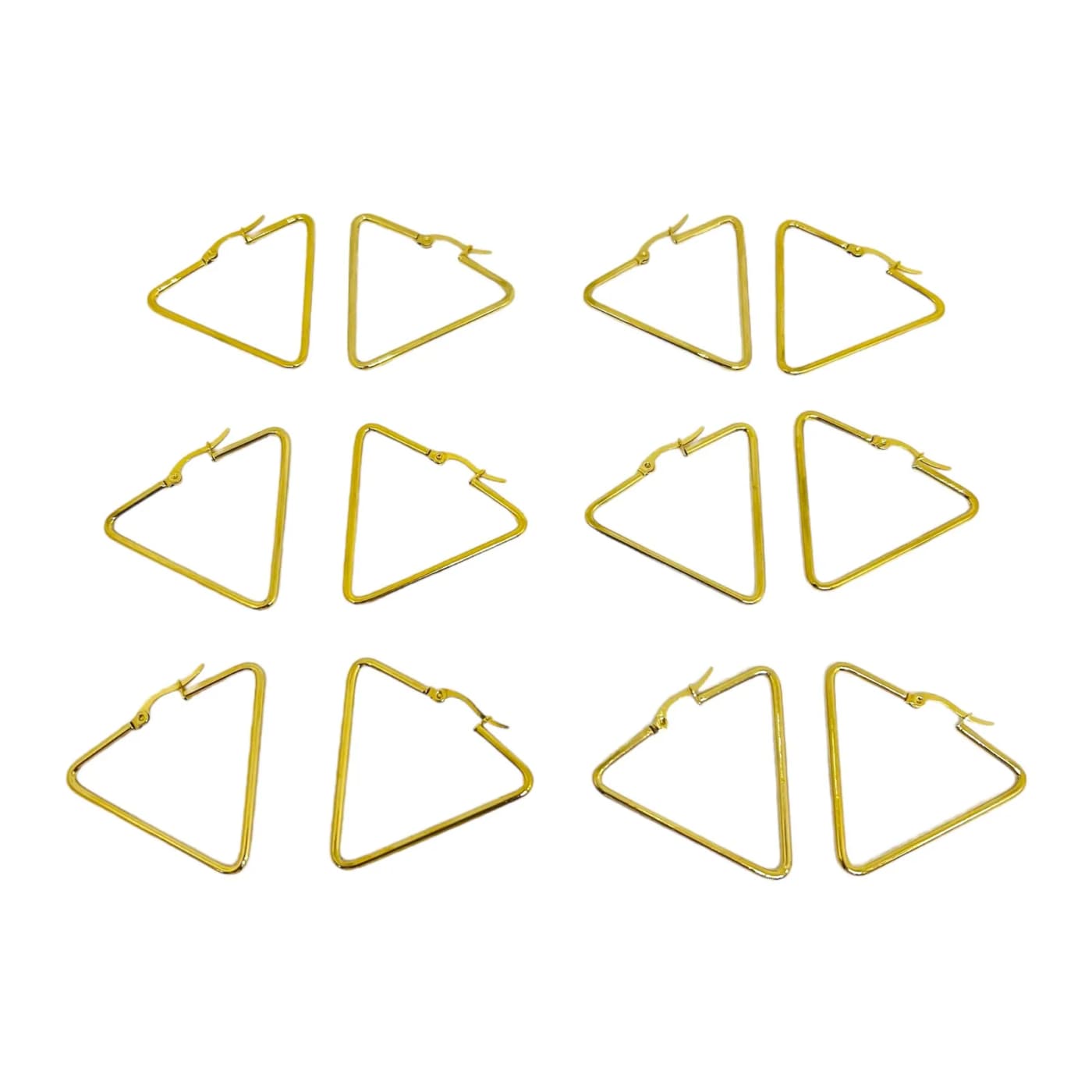 pack 6 pares de aros triangulo dorado (40mm)