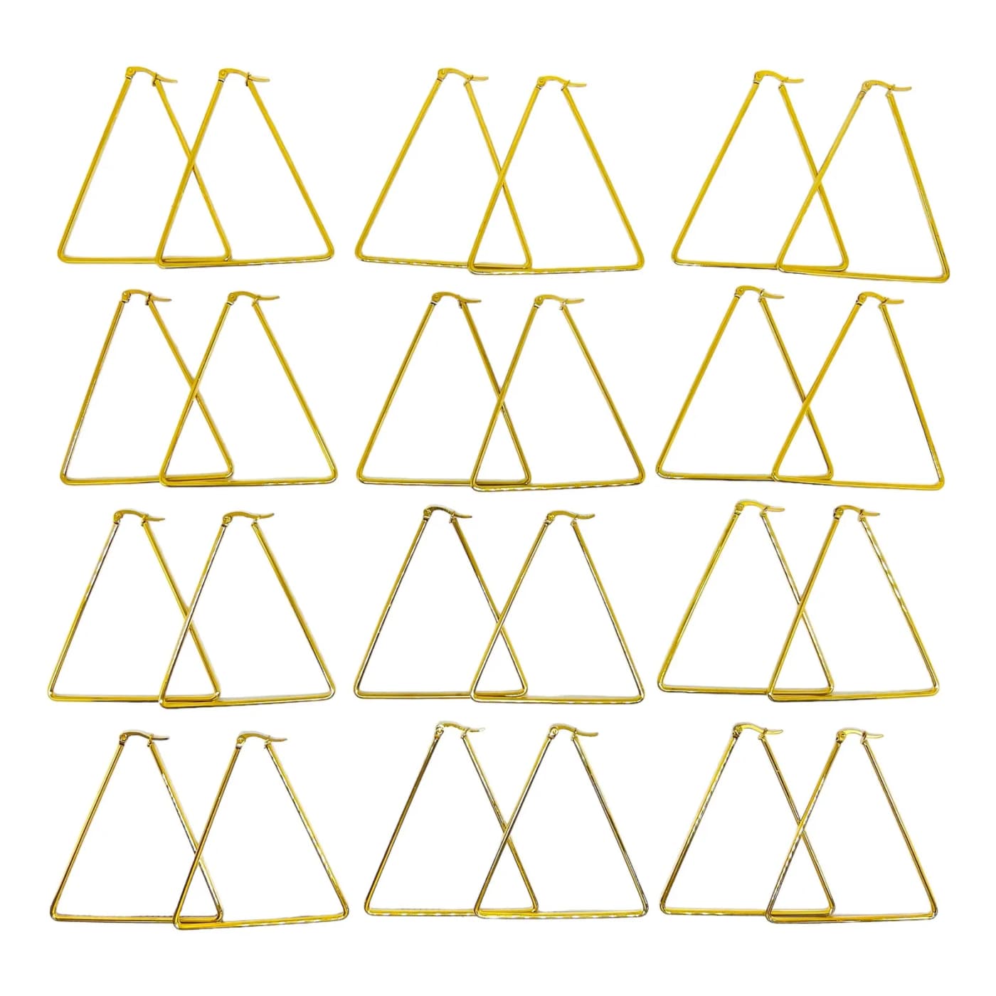pack 6 pares de aros triangulo dorado (60mm)