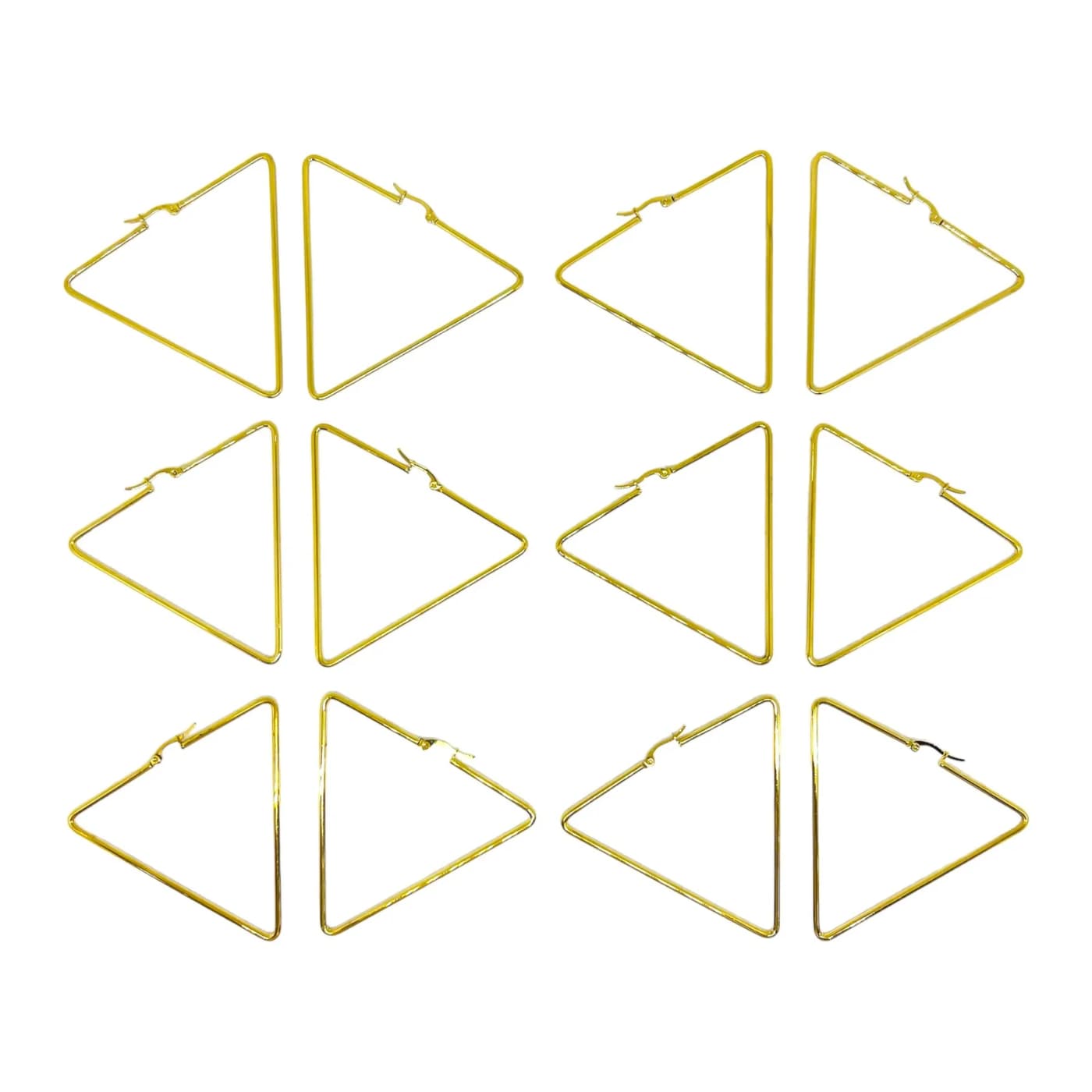 pack 6 pares de aros triangulo dorado (70mm)