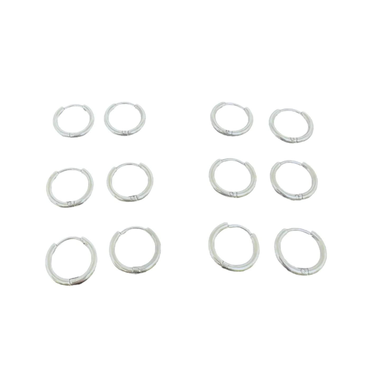 pack 6 pares de aros plateado (10mm)
