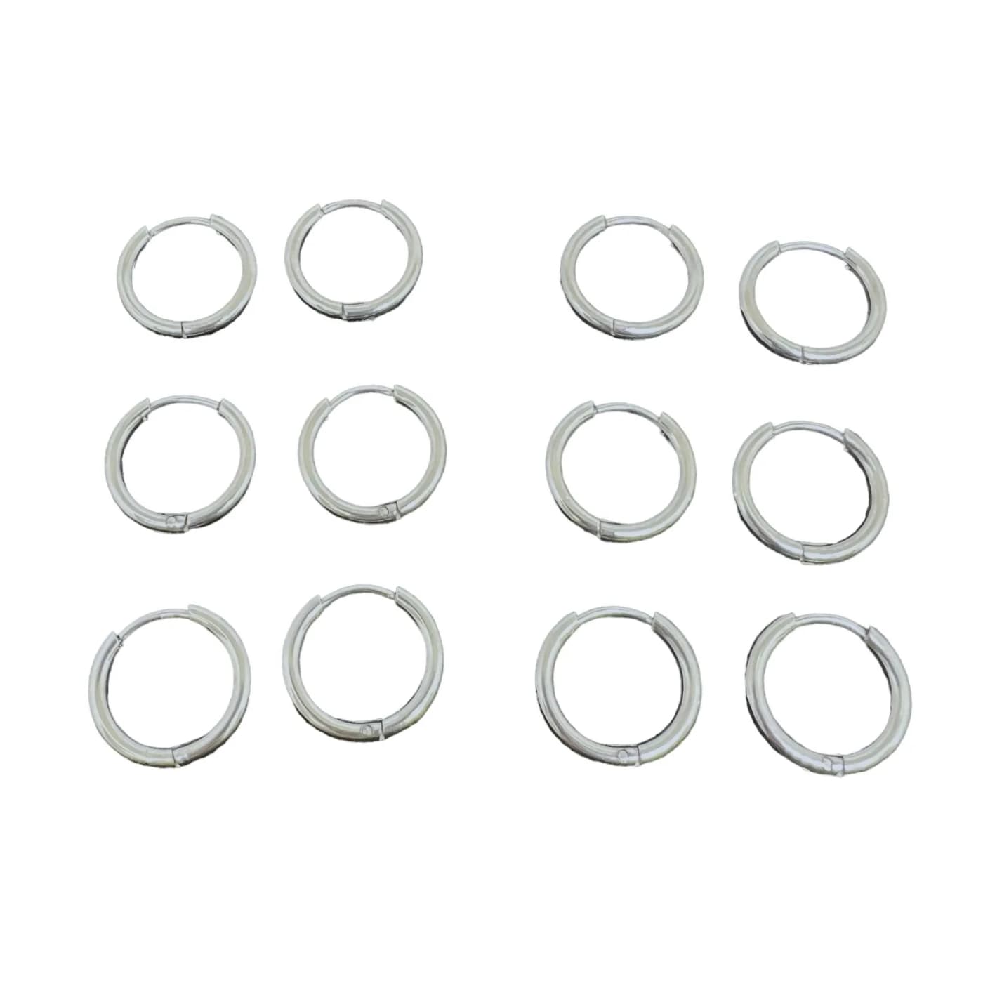 pack 6 pares de aros plateado (12mm)