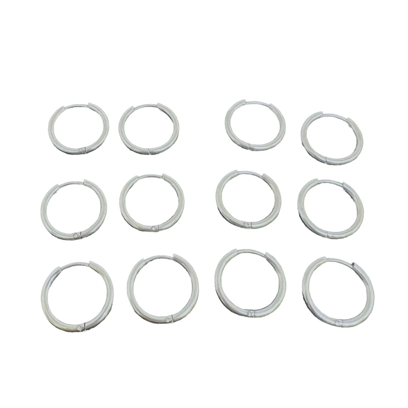 pack 6 pares de aros plateado (14mm)