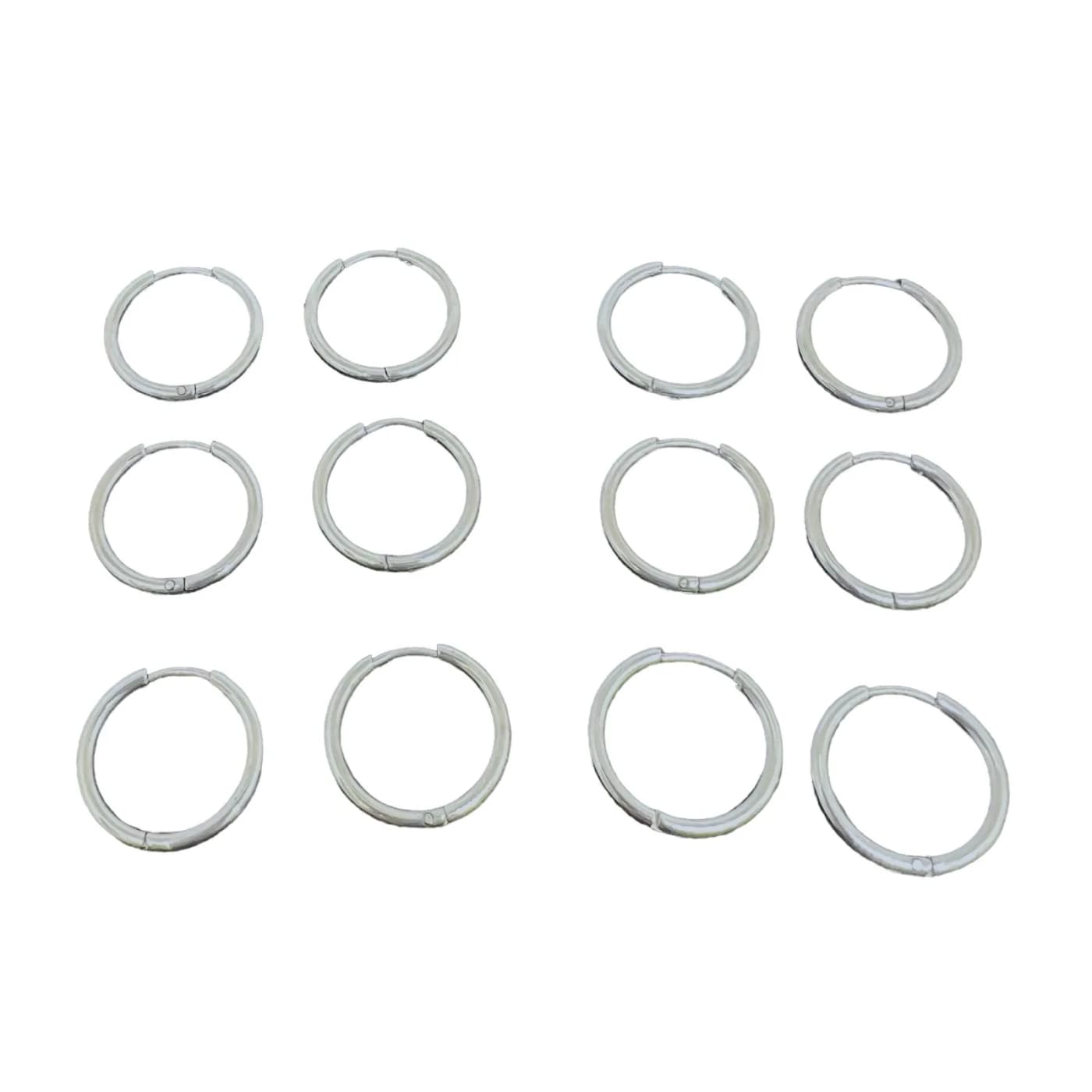 pack 6 pares de aros plateado (16mm)