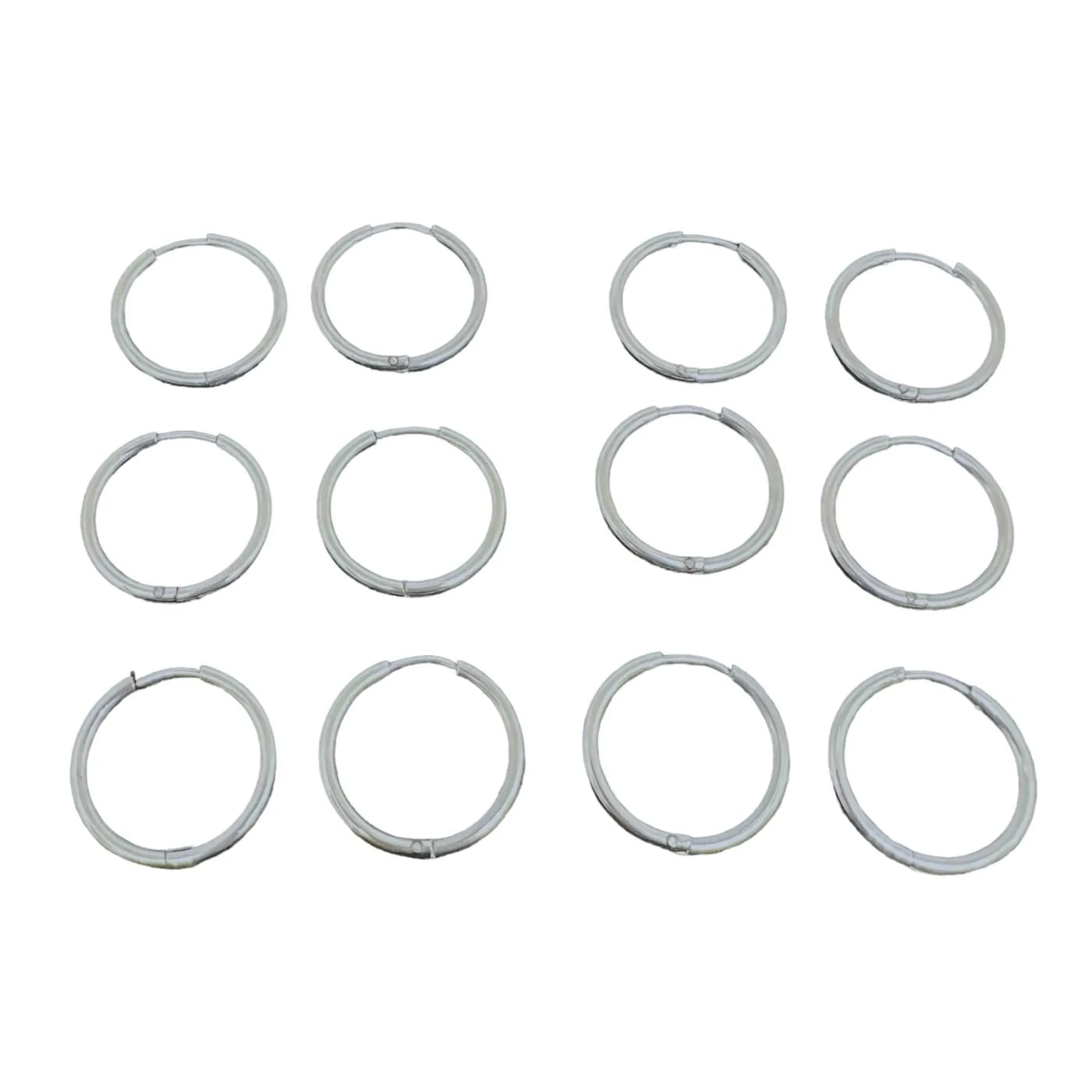pack 6 pares de aros plateado (18mm)