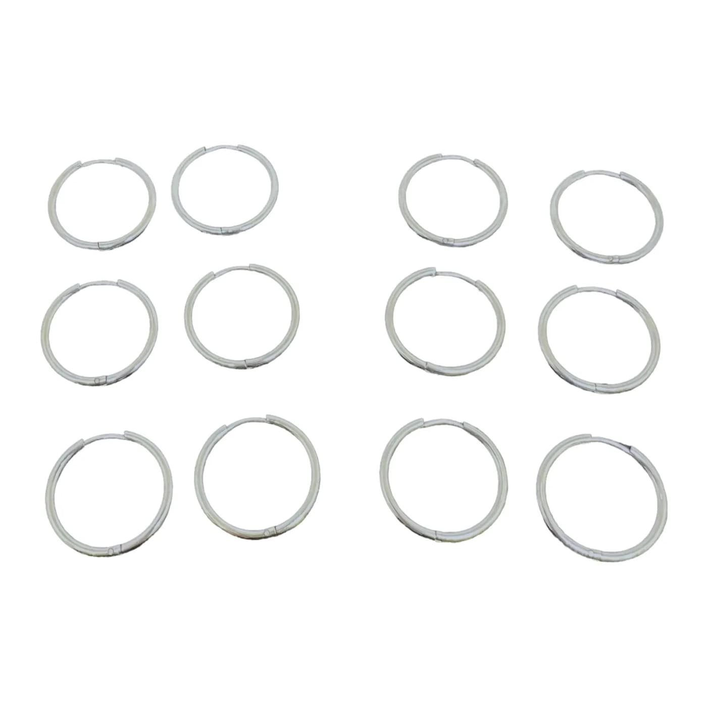pack 6 pares de aros plateado (20mm)