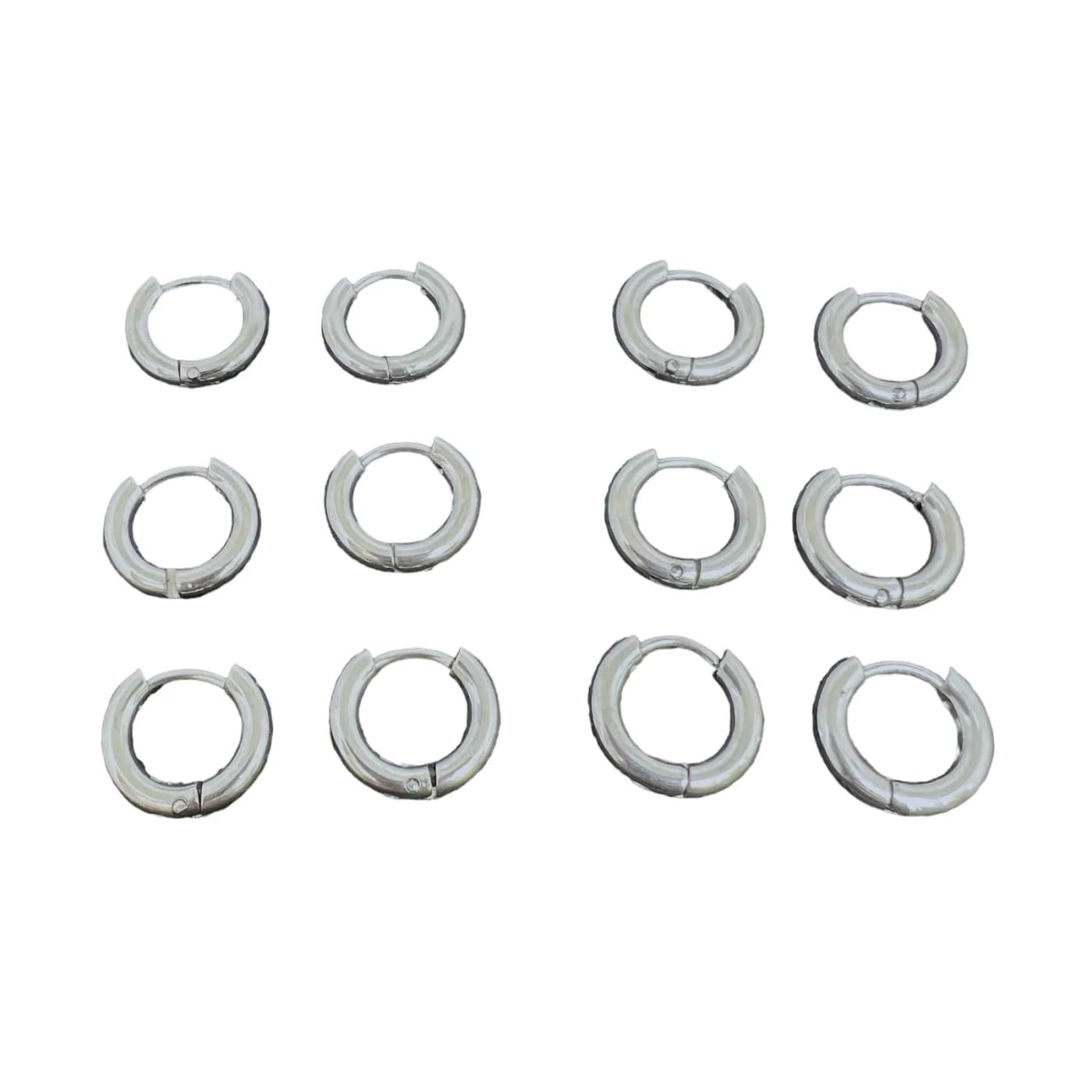 pack 6 pares de aros plateado (8mm)