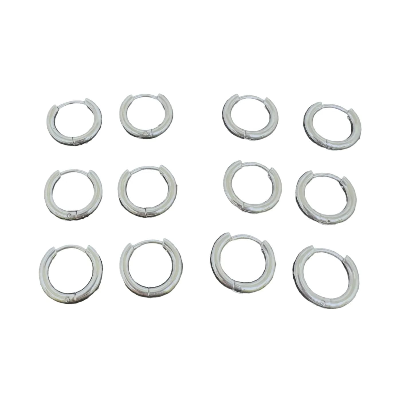 pack 6 pares de aros plateado (10mm)
