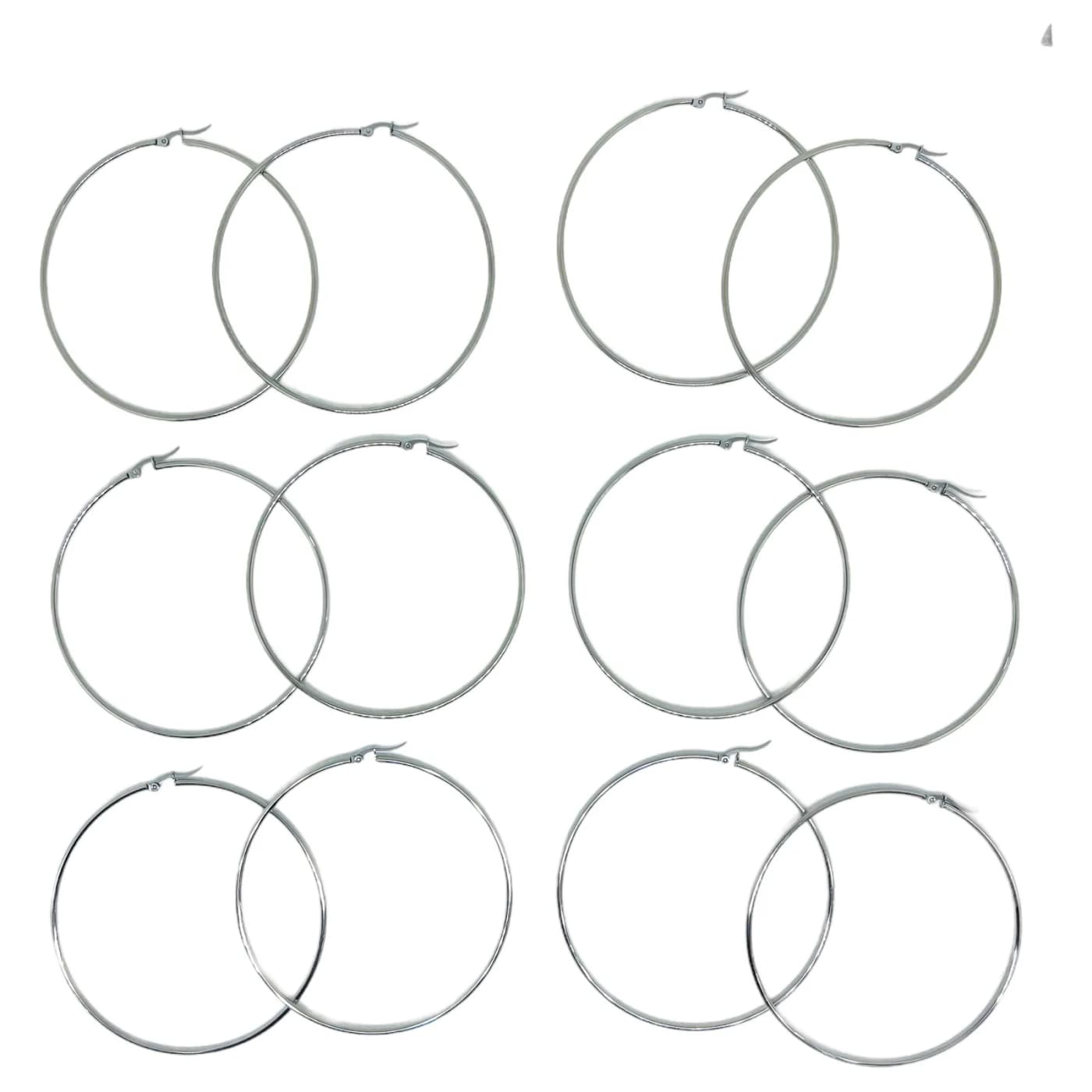 pack 6 pares de aros plateado (80mm)