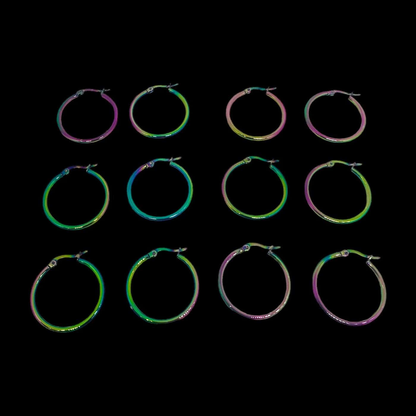 pack 6 pares de aros neon (30mm)
