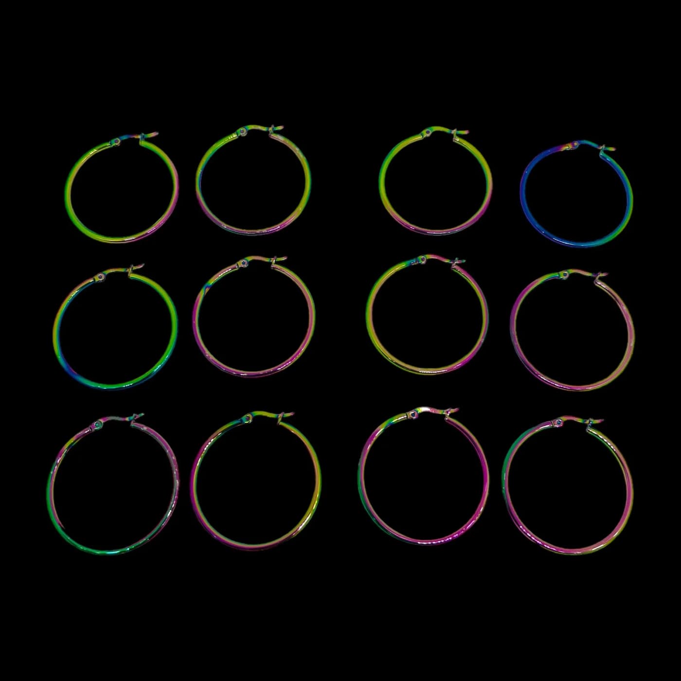 pack 6 pares de aros neon (40mm)