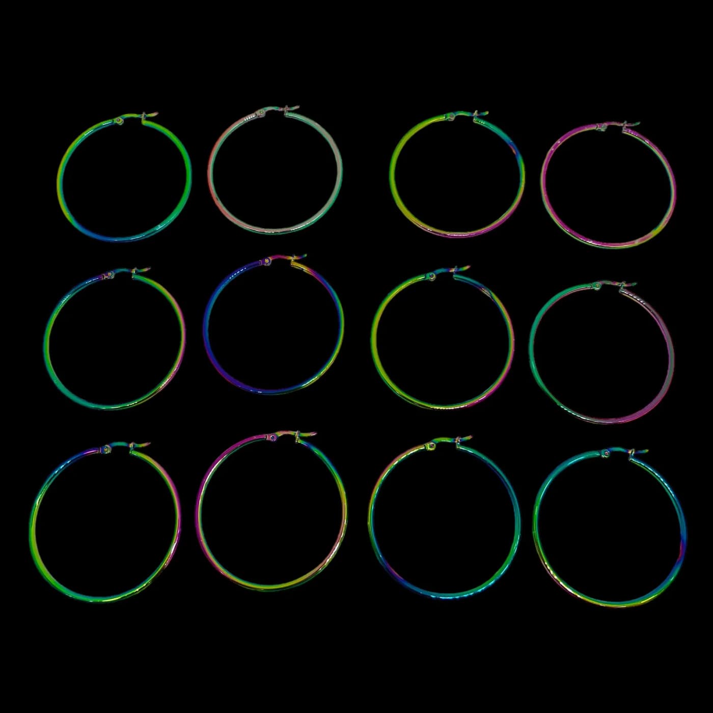 pack 6 pares de aros neon (50mm)
