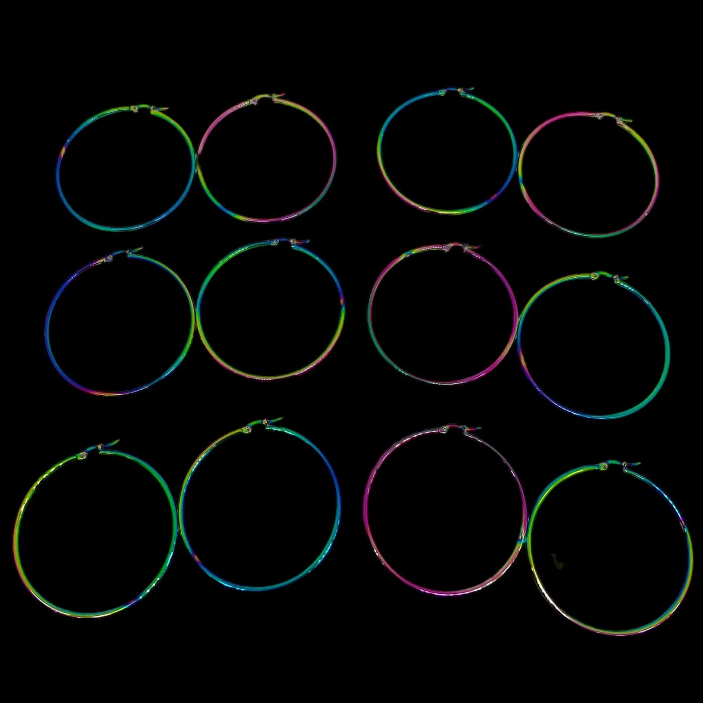 pack 6 pares de aros neon (60mm)