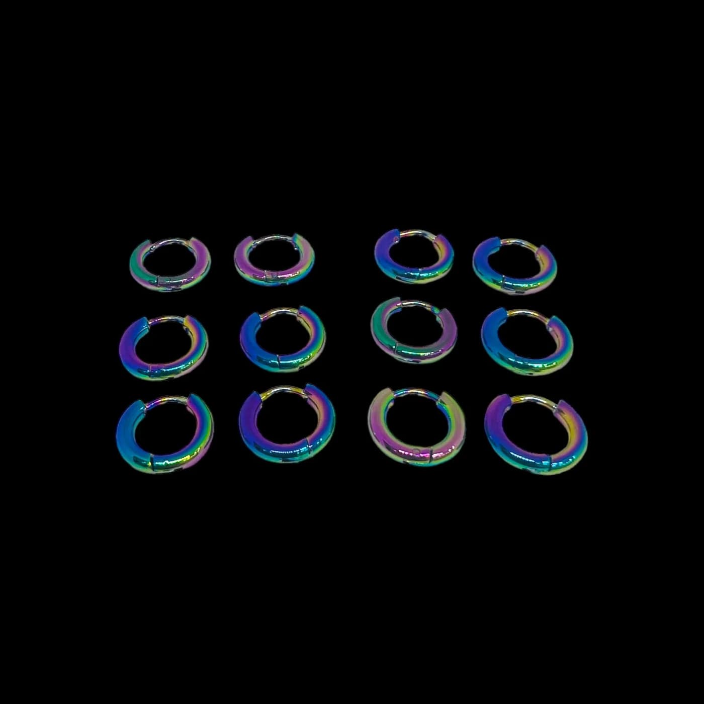 pack 6 pares de aros neon (8mm)