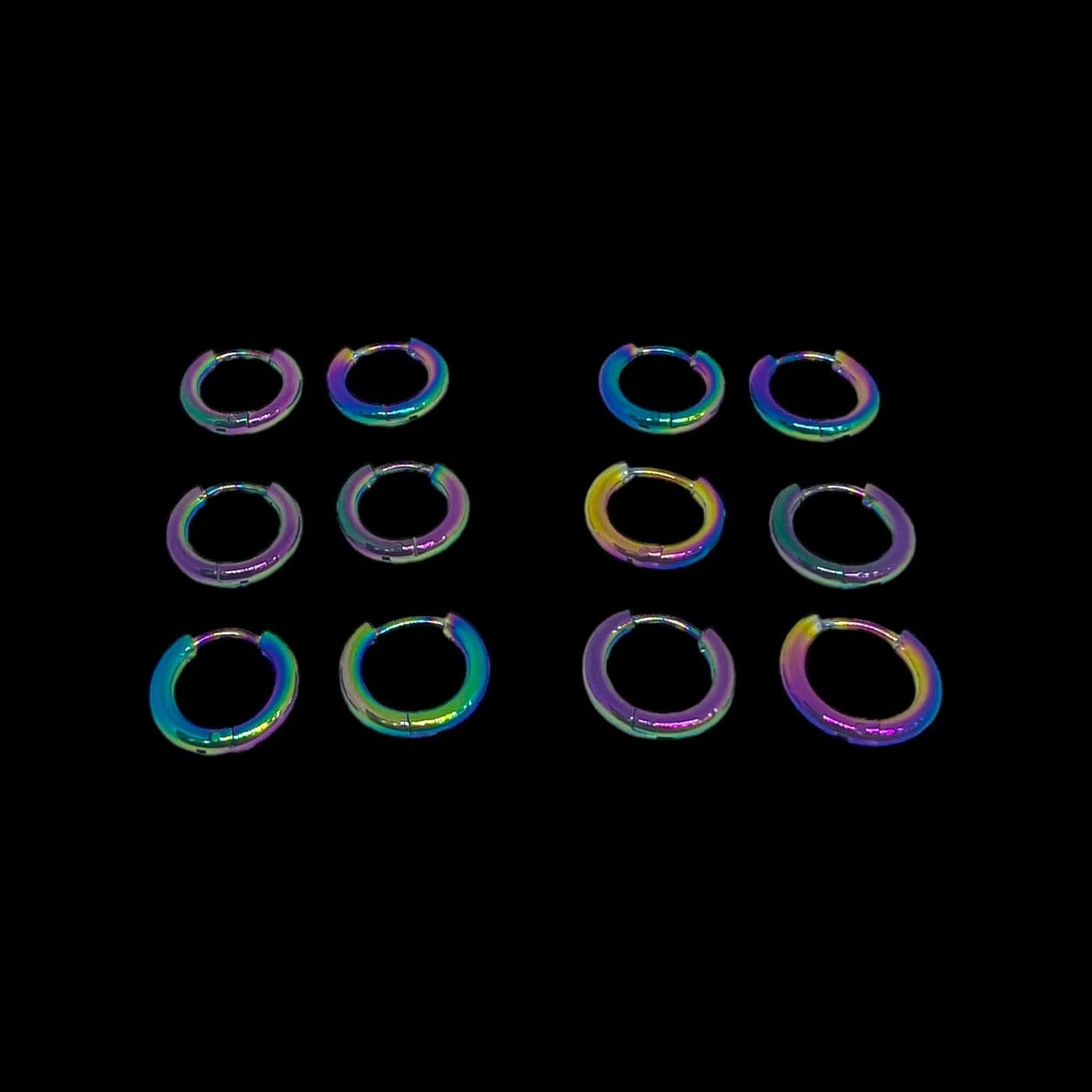 pack 6 pares de aros neon (10mm)