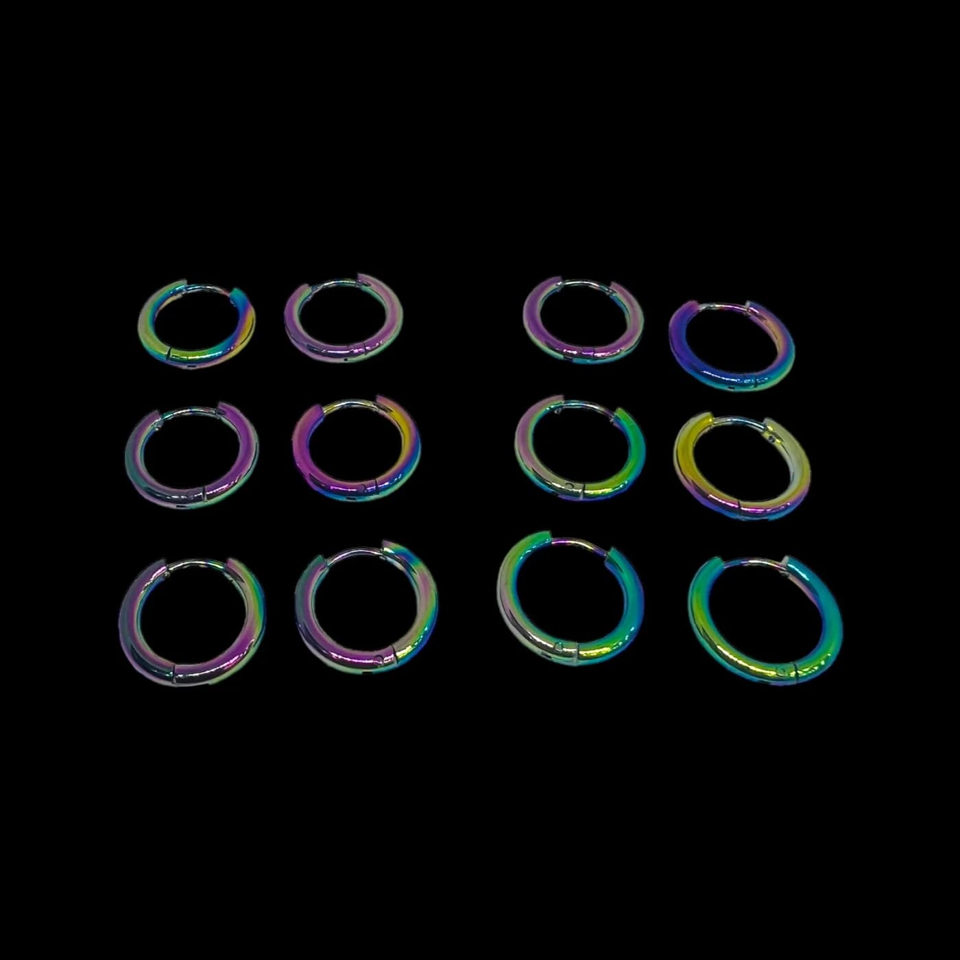 pack 6 pares de aros neon (12mm)