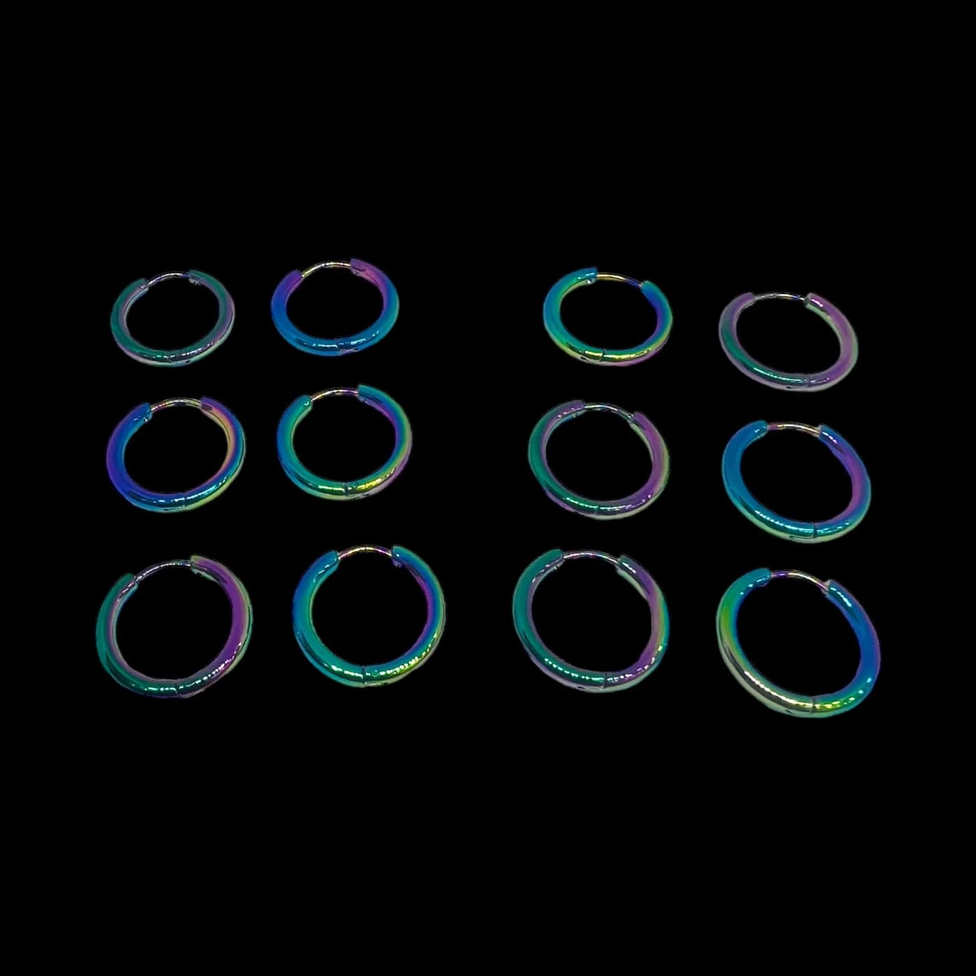 pack 6 pares de aros neon (14mm)