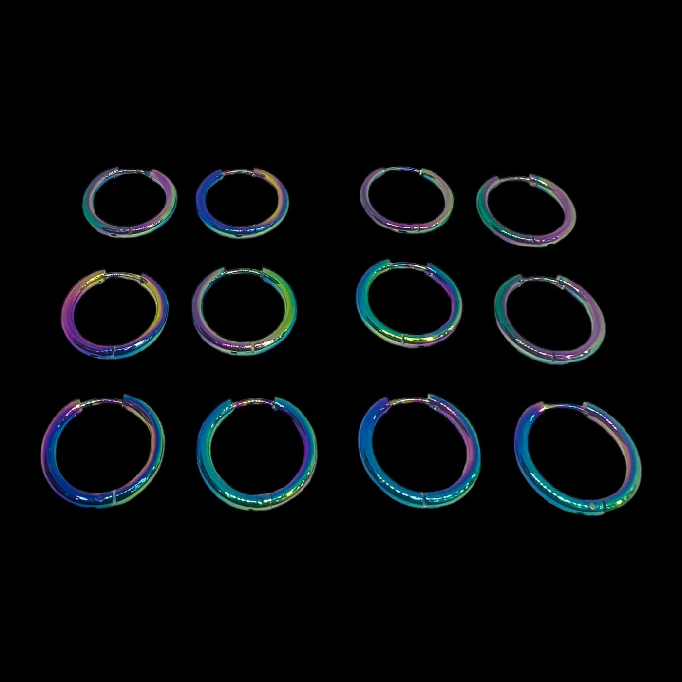 pack 6 pares de aros neon (16mm)
