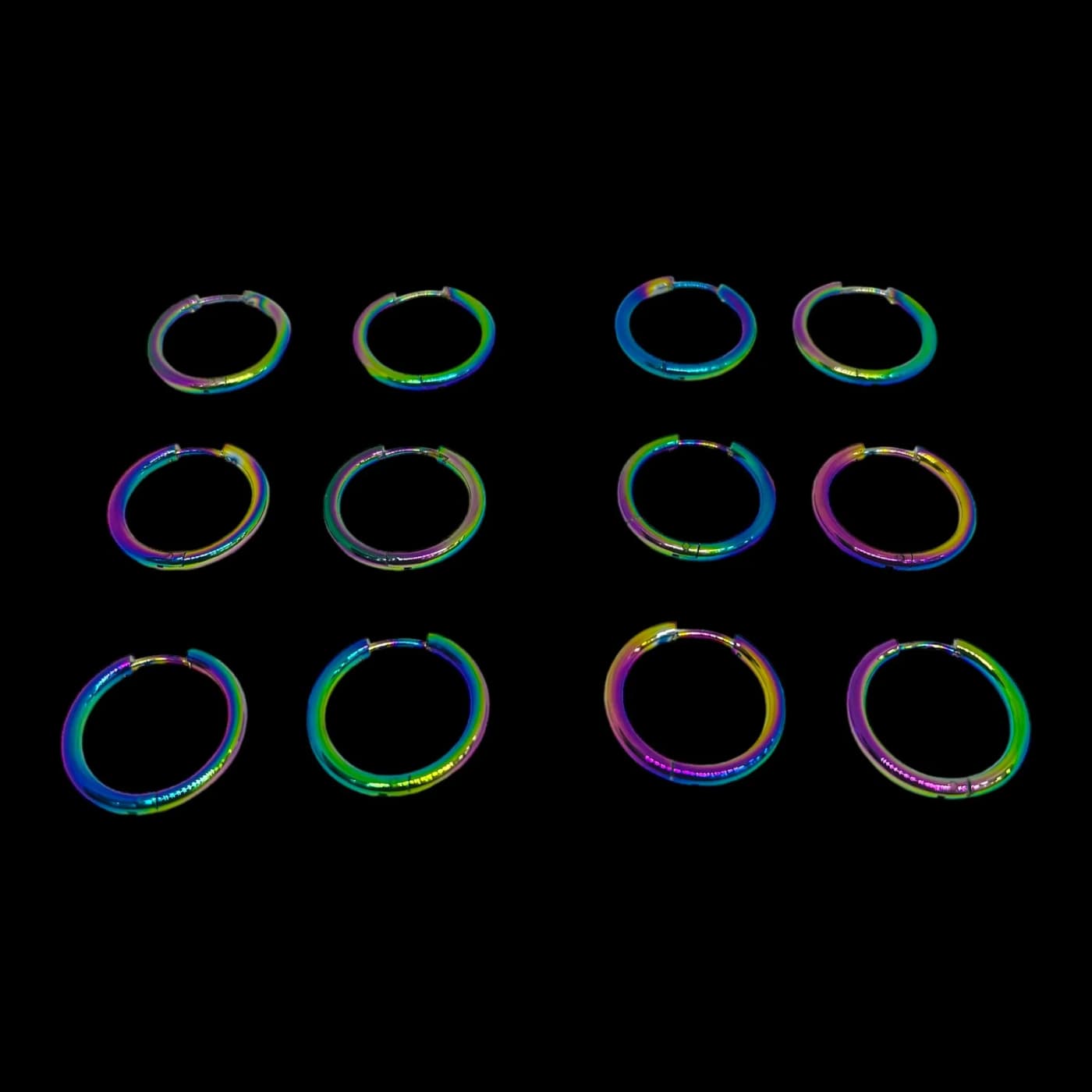 pack 6 pares de aros neon (18mm)