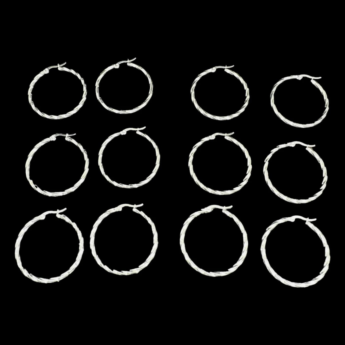 pack 6 pares de aros trenzado blanco (40mm)