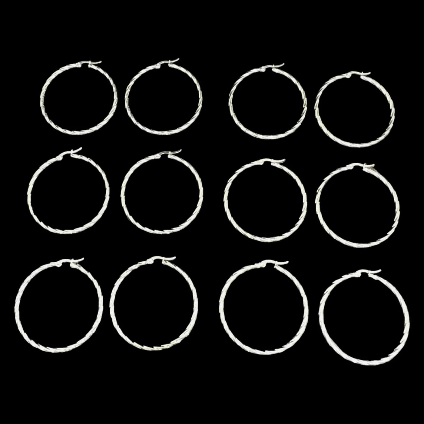 pack 6 pares de aros trenzado blanco (50mm)