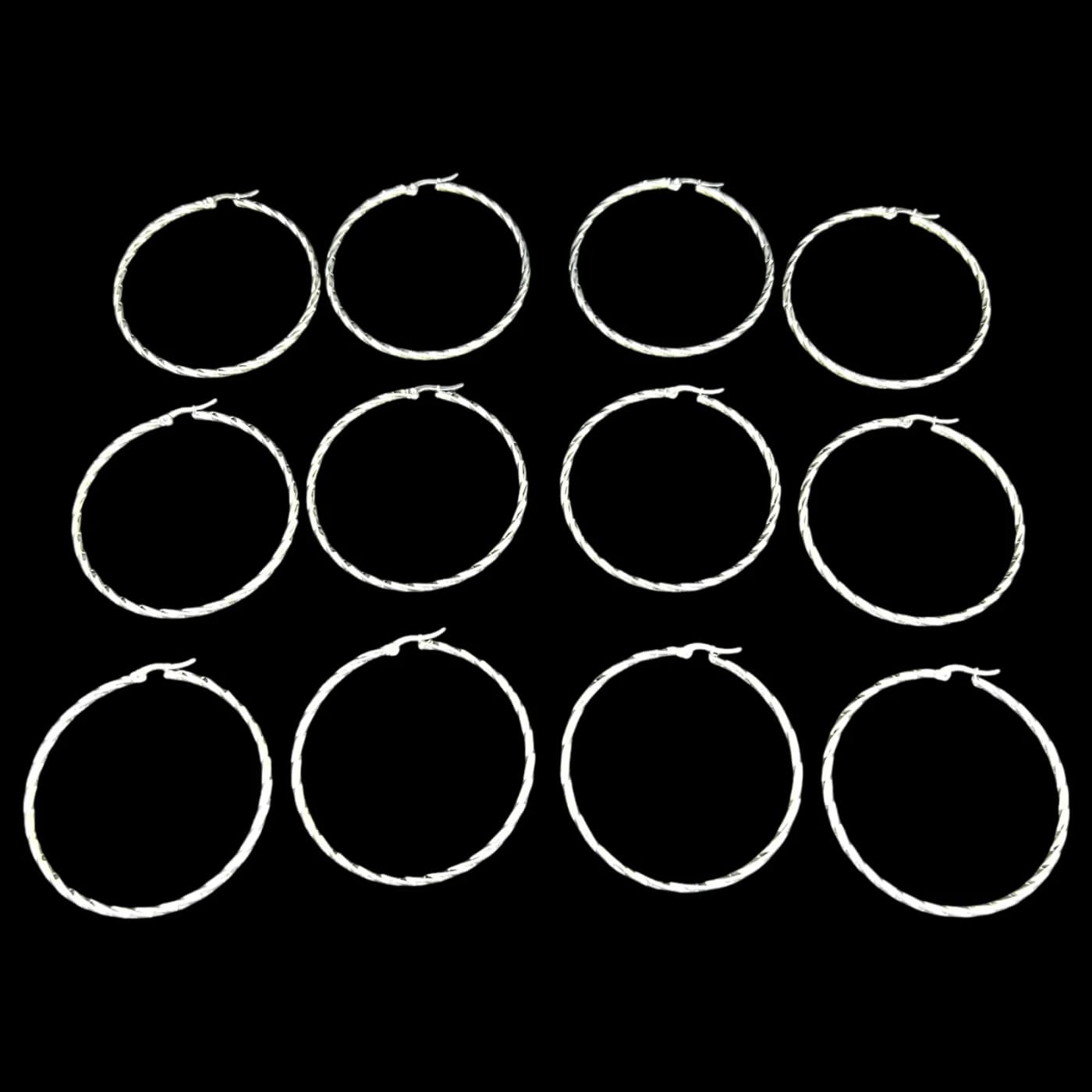 pack 6 pares de aros trenzado blanco (60mm)