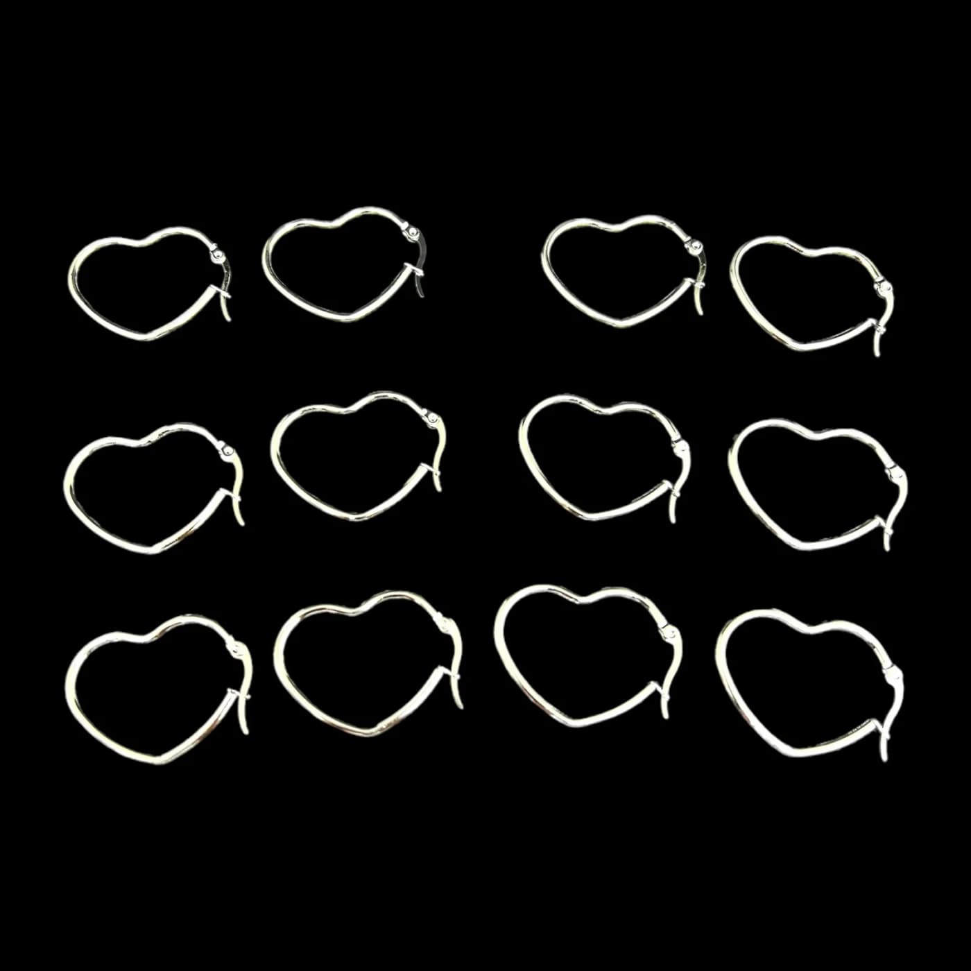 pack 6 pares de aros corazon blanco (30mm)